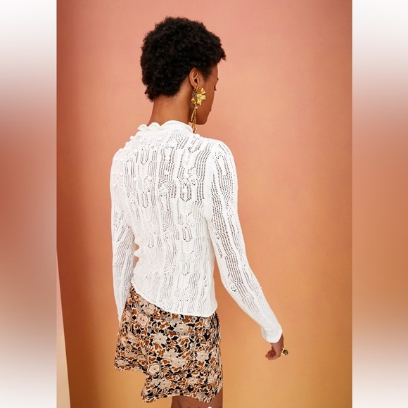 Ulla Johnson Celeste Pointelle Pullover Knit Cream Popcorn Sweater Size XS Petit - Picture 16 of 17